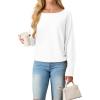 imageIWOLLENCE Womens Loose Long Batwing Sleeve Shirt Tops Knitted Off The Shoulder Lightweight Fall BlousesC White