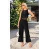 imageIWOLLENCE Womens Summer 2 Piece Outfits Set Round neck Sleeveless Tank Crop Top Wide Leg pants Set Pockets JumpsuitsA Black