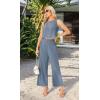 imageIWOLLENCE Womens Summer 2 Piece Outfits Set Round neck Sleeveless Tank Crop Top Wide Leg pants Set Pockets JumpsuitsA Blue Gray