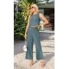 imageIWOLLENCE Womens Summer 2 Piece Outfits Set Round neck Sleeveless Tank Crop Top Wide Leg pants Set Pockets JumpsuitsA Blue Green
