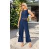 imageIWOLLENCE Womens Summer 2 Piece Outfits Set Round neck Sleeveless Tank Crop Top Wide Leg pants Set Pockets JumpsuitsA Dark Blue