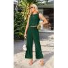 imageIWOLLENCE Womens Summer 2 Piece Outfits Set Round neck Sleeveless Tank Crop Top Wide Leg pants Set Pockets JumpsuitsA Pine Green