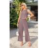 imageIWOLLENCE Womens Summer 2 Piece Outfits Set Round neck Sleeveless Tank Crop Top Wide Leg pants Set Pockets JumpsuitsA Purple Pink