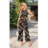 imageIWOLLENCE Womens Summer 2 Piece Outfits Set Round neck Sleeveless Tank Crop Top Wide Leg pants Set Pockets JumpsuitsB Black Rectangle