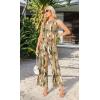 imageIWOLLENCE Womens Summer 2 Piece Outfits Set Round neck Sleeveless Tank Crop Top Wide Leg pants Set Pockets JumpsuitsB Camou Green Pink