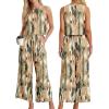 imageIWOLLENCE Womens Summer 2 Piece Outfits Set Round neck Sleeveless Tank Crop Top Wide Leg pants Set Pockets JumpsuitsB Camou Green Pink