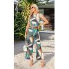 imageIWOLLENCE Womens Summer 2 Piece Outfits Set Round neck Sleeveless Tank Crop Top Wide Leg pants Set Pockets JumpsuitsB Colorful Geometry 01