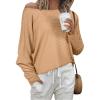 imageIWOLLENCE Womens Loose Long Batwing Sleeve Shirt Tops Knitted Off The Shoulder Lightweight Fall BlousesC Apricot Yellow
