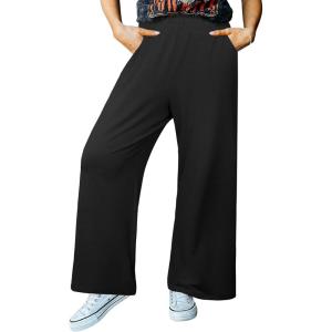 imageIWOLLENCE Womens Casual Loose Checkered Wide Leg Pants High Waist Straight Lounge Y2K Gingham Trousers SummerCblack