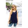 imageIWOLLENCE Womens Summer Tank Tops Sleeveless Chiffon Double Layers Blouse Loose Round Neck Casual Shirts06 Navy Blue