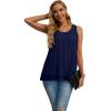 imageIWOLLENCE Womens Summer Tank Tops Sleeveless Chiffon Double Layers Blouse Loose Round Neck Casual Shirts06 Navy Blue