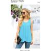 imageIWOLLENCE Womens Summer Tank Tops Sleeveless Chiffon Double Layers Blouse Loose Round Neck Casual Shirts07 Light Blue