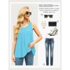 imageIWOLLENCE Womens Summer Tank Tops Sleeveless Chiffon Double Layers Blouse Loose Round Neck Casual Shirts07 Light Blue