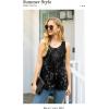 imageIWOLLENCE Womens Summer Tank Tops Sleeveless Chiffon Double Layers Blouse Loose Round Neck Casual Shirts11 White Leaf Black