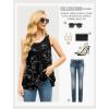 imageIWOLLENCE Womens Summer Tank Tops Sleeveless Chiffon Double Layers Blouse Loose Round Neck Casual Shirts11 White Leaf Black