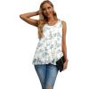 imageIWOLLENCE Womens Summer Tank Tops Sleeveless Chiffon Double Layers Blouse Loose Round Neck Casual Shirts13 Flower Blue
