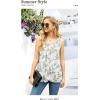 imageIWOLLENCE Womens Summer Tank Tops Sleeveless Chiffon Double Layers Blouse Loose Round Neck Casual Shirts13 Flower Blue