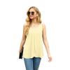 imageIWOLLENCE Womens Summer Tank Tops Sleeveless Chiffon Double Layers Blouse Loose Round Neck Casual Shirts16 Beige