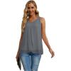 imageIWOLLENCE Womens Summer Tank Tops Sleeveless Chiffon Double Layers Blouse Loose Round Neck Casual Shirts18 Gray