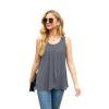 imageIWOLLENCE Womens Summer Tank Tops Sleeveless Chiffon Double Layers Blouse Loose Round Neck Casual Shirts18 Gray