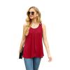 imageIWOLLENCE Womens Summer Tank Tops Sleeveless Chiffon Double Layers Blouse Loose Round Neck Casual Shirts19 Red
