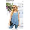 imageIWOLLENCE Womens Summer Tank Tops Sleeveless Chiffon Double Layers Blouse Loose Round Neck Casual Shirts23 Spotted Light Blue
