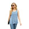 imageIWOLLENCE Womens Summer Tank Tops Sleeveless Chiffon Double Layers Blouse Loose Round Neck Casual Shirts23 Spotted Light Blue