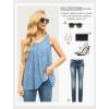 imageIWOLLENCE Womens Summer Tank Tops Sleeveless Chiffon Double Layers Blouse Loose Round Neck Casual Shirts23 Spotted Light Blue