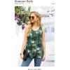 imageIWOLLENCE Womens Summer Tank Tops Sleeveless Chiffon Double Layers Blouse Loose Round Neck Casual Shirts29 Black Palm Leaf