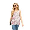 imageIWOLLENCE Womens Summer Tank Tops Sleeveless Chiffon Double Layers Blouse Loose Round Neck Casual Shirts31 White Peony