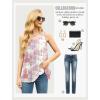 imageIWOLLENCE Womens Summer Tank Tops Sleeveless Chiffon Double Layers Blouse Loose Round Neck Casual Shirts31 White Peony