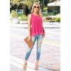 imageIWOLLENCE Womens Summer Tank Tops Sleeveless Chiffon Double Layers Blouse Loose Round Neck Casual Shirts47 Th Rose Red