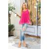imageIWOLLENCE Womens Summer Tank Tops Sleeveless Chiffon Double Layers Blouse Loose Round Neck Casual Shirts47 Th Rose Red