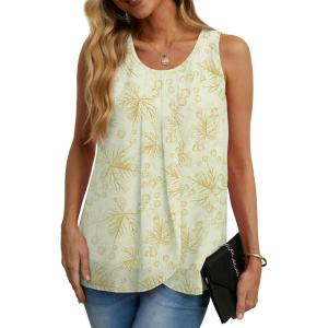 imageIWOLLENCE Womens Summer Tank Tops Sleeveless Chiffon Double Layers Blouse Loose Round Neck Casual Shirts32 Beige Maple