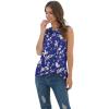 imageIWOLLENCE Womens Waffle Knit Tank Tops Casual Blouse Sleeveless Cute Twist Knot TunicFproyal Blue Floral