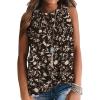 imageIWOLLENCE Womens Waffle Knit Tank Tops Casual Blouse Sleeveless Cute Twist Knot TunicFpblack Apricot Floral