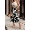 imageIWOLLENCE Women Flowy Loose Wide Leg Pant Summer Beach Casual Trousers high Waist Adjustable Knot Business Work Casual PantsBlack White Branch