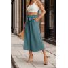 imageIWOLLENCE Women Flowy Loose Wide Leg Pant Summer Beach Casual Trousers high Waist Adjustable Knot Business Work Casual PantsBlue Green