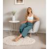 imageIWOLLENCE Women Flowy Loose Wide Leg Pant Summer Beach Casual Trousers high Waist Adjustable Knot Business Work Casual PantsBlue Green