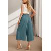 imageIWOLLENCE Women Flowy Loose Wide Leg Pant Summer Beach Casual Trousers high Waist Adjustable Knot Business Work Casual PantsBlue Green