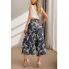 imageIWOLLENCE Women Flowy Loose Wide Leg Pant Summer Beach Casual Trousers high Waist Adjustable Knot Business Work Casual PantsColorful Banana Leaf