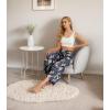 imageIWOLLENCE Women Flowy Loose Wide Leg Pant Summer Beach Casual Trousers high Waist Adjustable Knot Business Work Casual PantsColorful Banana Leaf