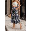 imageIWOLLENCE Women Flowy Loose Wide Leg Pant Summer Beach Casual Trousers high Waist Adjustable Knot Business Work Casual PantsColorful Banana Leaf