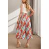 imageIWOLLENCE Women Flowy Loose Wide Leg Pant Summer Beach Casual Trousers high Waist Adjustable Knot Business Work Casual PantsColorful Geometry 02