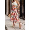 imageIWOLLENCE Women Flowy Loose Wide Leg Pant Summer Beach Casual Trousers high Waist Adjustable Knot Business Work Casual PantsColorful Geometry 02