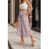imageIWOLLENCE Women Flowy Loose Wide Leg Pant Summer Beach Casual Trousers high Waist Adjustable Knot Business Work Casual PantsGray Ishitake