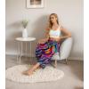 imageIWOLLENCE Women Flowy Loose Wide Leg Pant Summer Beach Casual Trousers high Waist Adjustable Knot Business Work Casual PantsMulti Purple Wave
