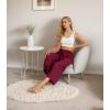 imageIWOLLENCE Women Flowy Loose Wide Leg Pant Summer Beach Casual Trousers high Waist Adjustable Knot Business Work Casual PantsWine Red