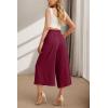 imageIWOLLENCE Women Flowy Loose Wide Leg Pant Summer Beach Casual Trousers high Waist Adjustable Knot Business Work Casual PantsWine Red