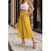 imageIWOLLENCE Women Flowy Loose Wide Leg Pant Summer Beach Casual Trousers high Waist Adjustable Knot Business Work Casual PantsYellow